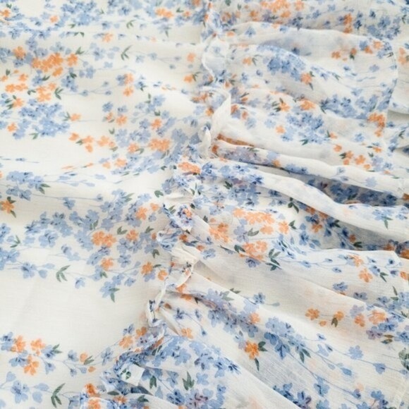 Saints + Secrets Floral Printed Chiffon Textured Ruffle Flowy Midi Dress - Picture 4 of 10